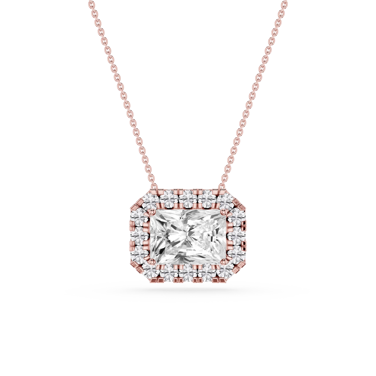 Radiant LGD East West Halo Slide Pendant - 16 to 18 Inches