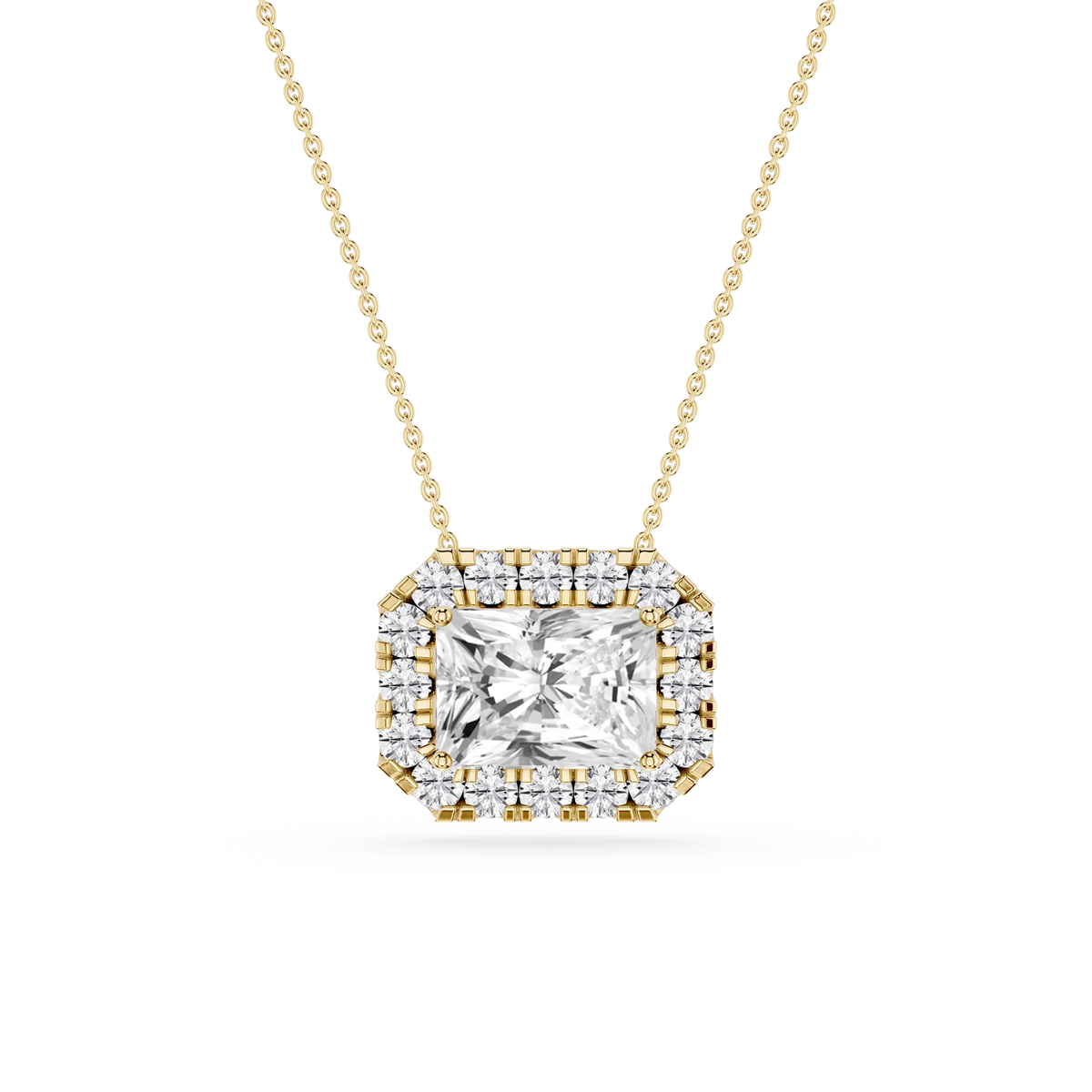 Radiant LGD East West Halo Slide Pendant - 16 to 18 Inches
