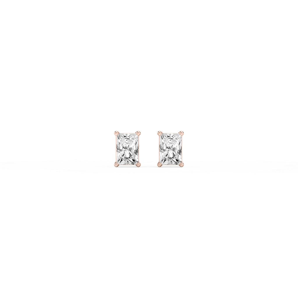 Radiant LGD Classic Four Prong Stud Earrings - 14K Rose Gold / ½ ctw / F-VS2