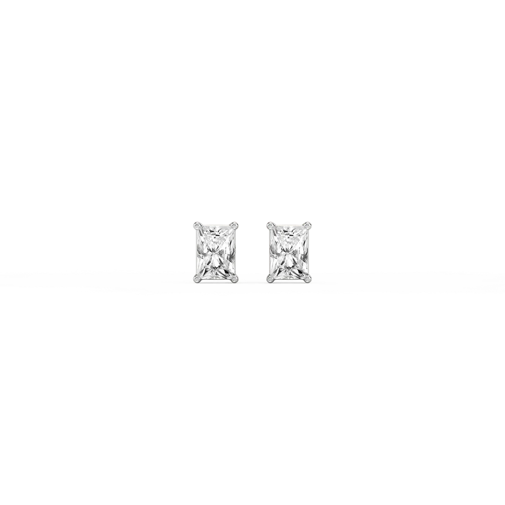 Radiant LGD Classic Four Prong Stud Earrings - Platinum / ½ ctw / F-VS2