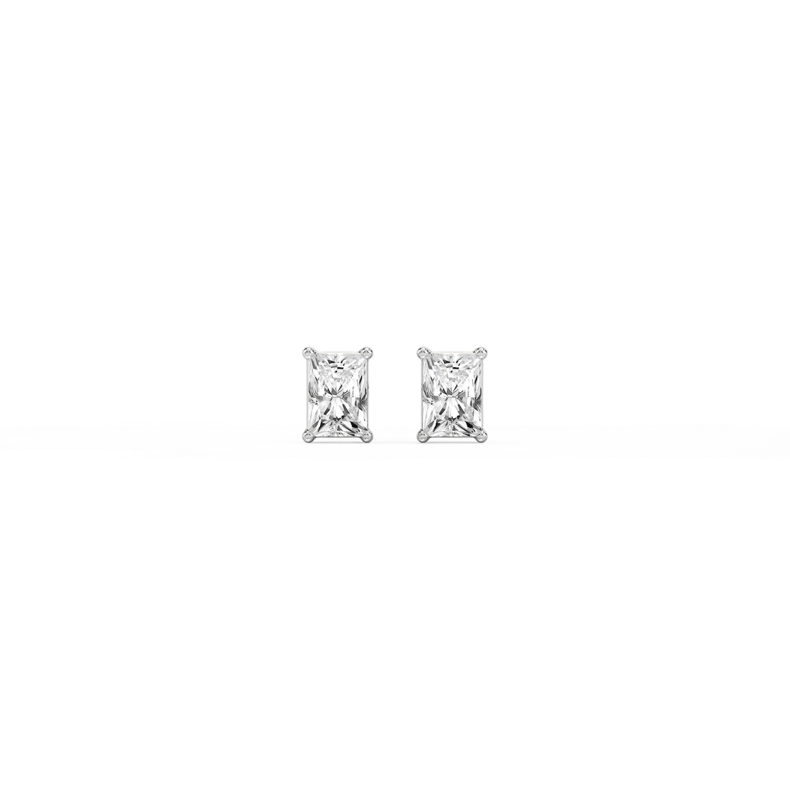Radiant LGD Classic Four Prong Stud Earrings - 14K White Gold / 1 ½ ctw / F-VS2