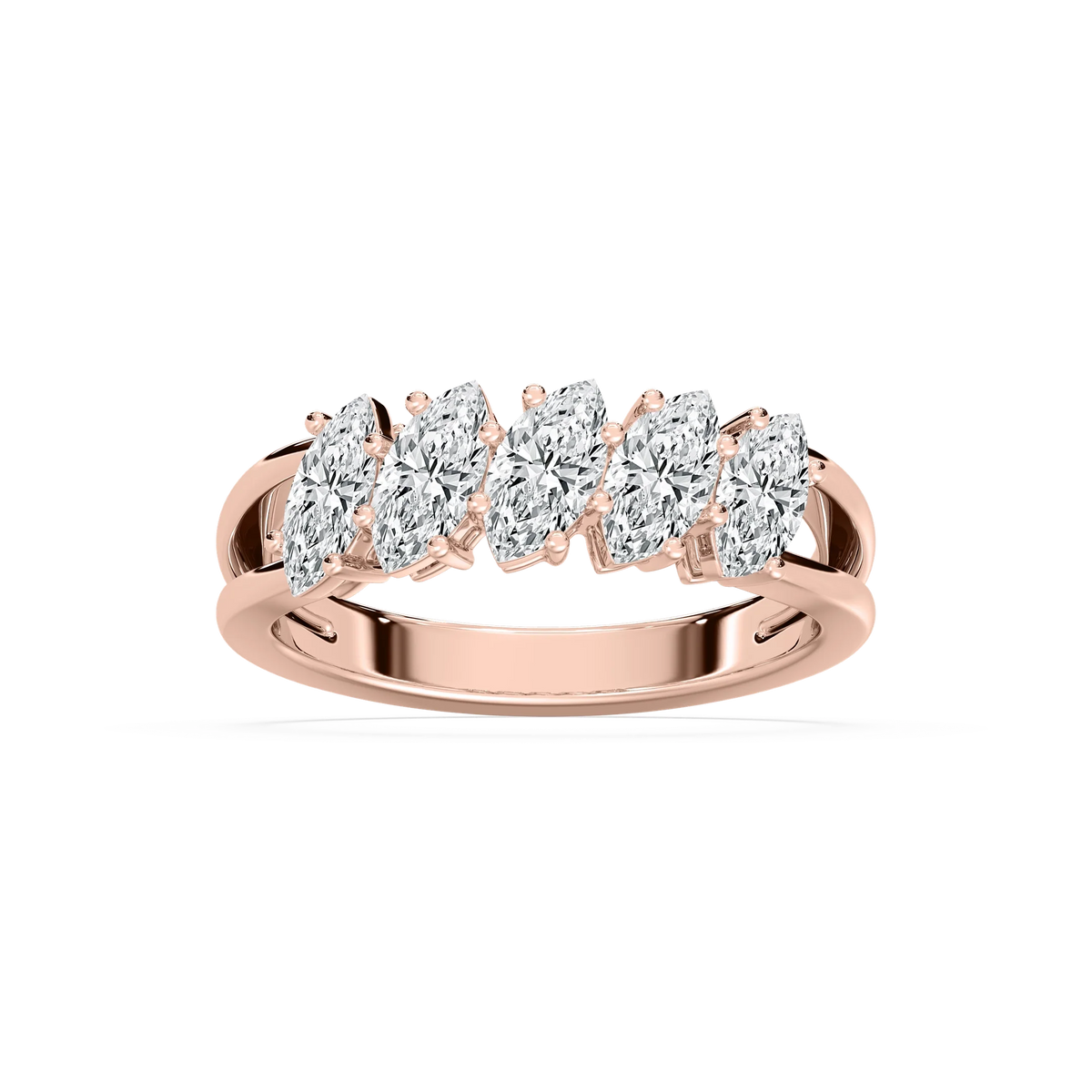 Raina 2 ctw Marquise LGD Five-Stone Anniversary Band - 14K Rose Gold
