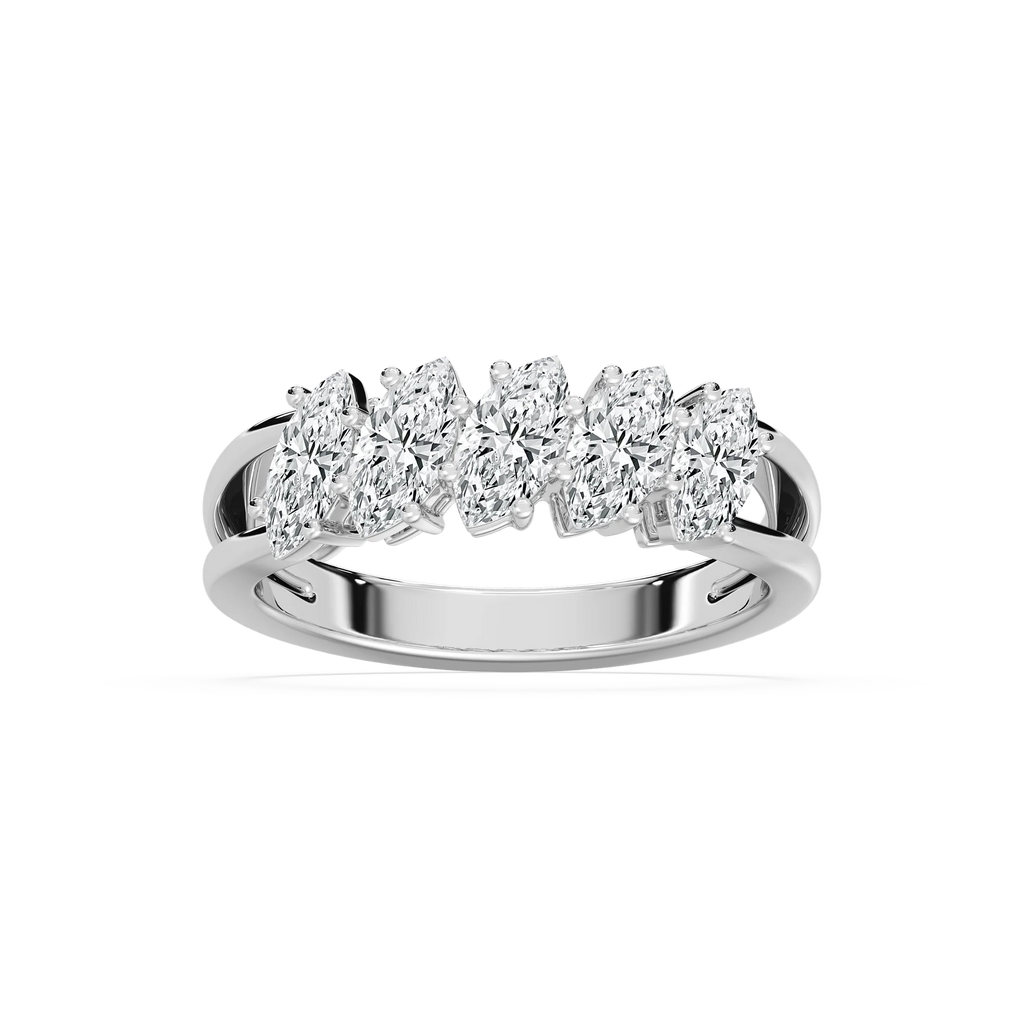Raina 2 ctw Marquise LGD Five-Stone Anniversary Band - 18K White Gold