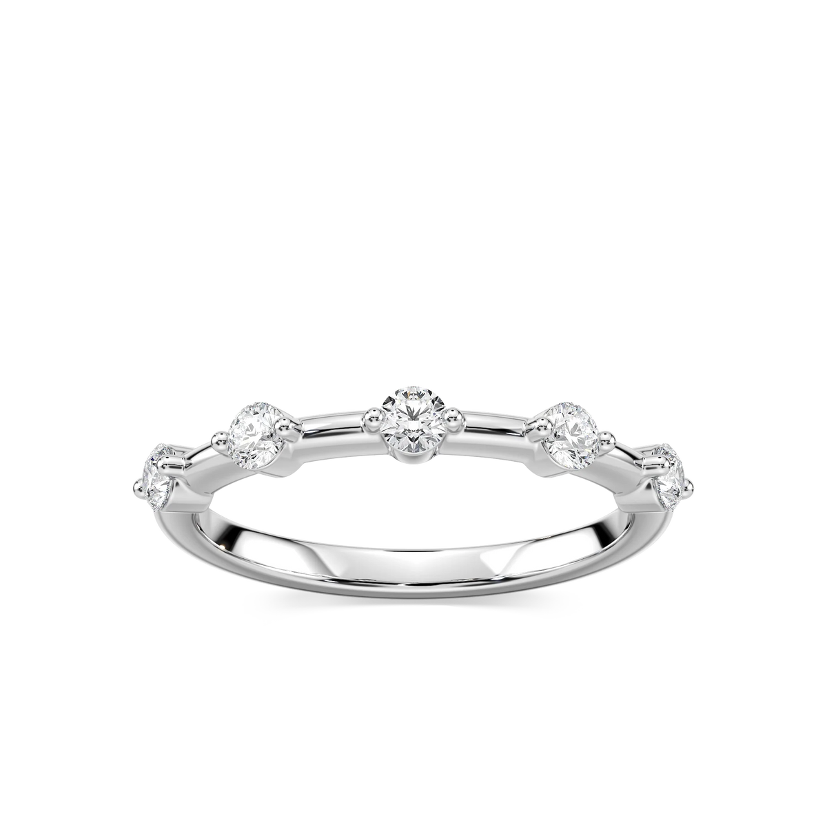 Leah 1/3 ctw Round LGD Station Anniversary Band - 14K White Gold