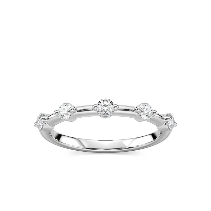 Leah 1/3 ctw Round LGD Station Anniversary Band - 14K White Gold