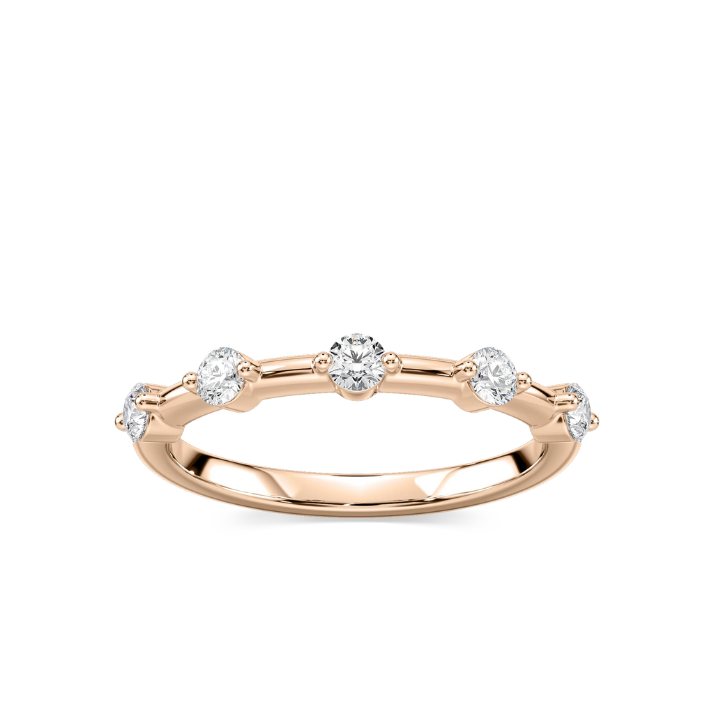 Leah 1/3 ctw Round LGD Station Anniversary Band - 14K Rose Gold