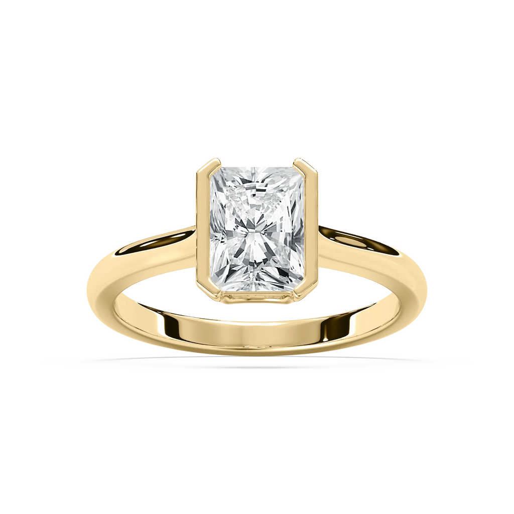Reyna 2 ctw Radiant LGD Semi Bezel Solitaire Engagement Ring - 14K Yellow Gold / F-VS2