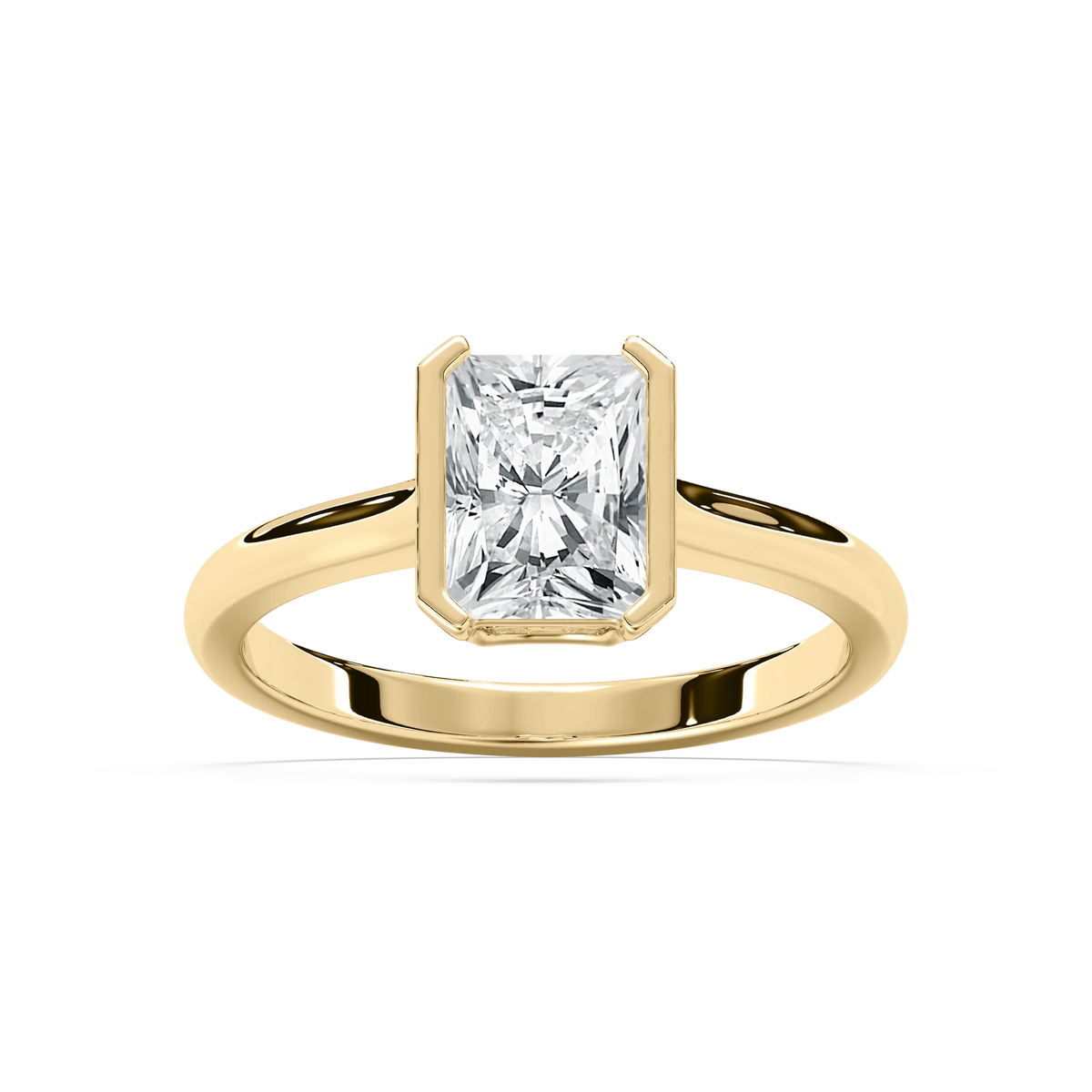 Reyna 2 ctw Radiant LGD Semi Bezel Solitaire Engagement Ring - 14K Yellow Gold / F-VS2