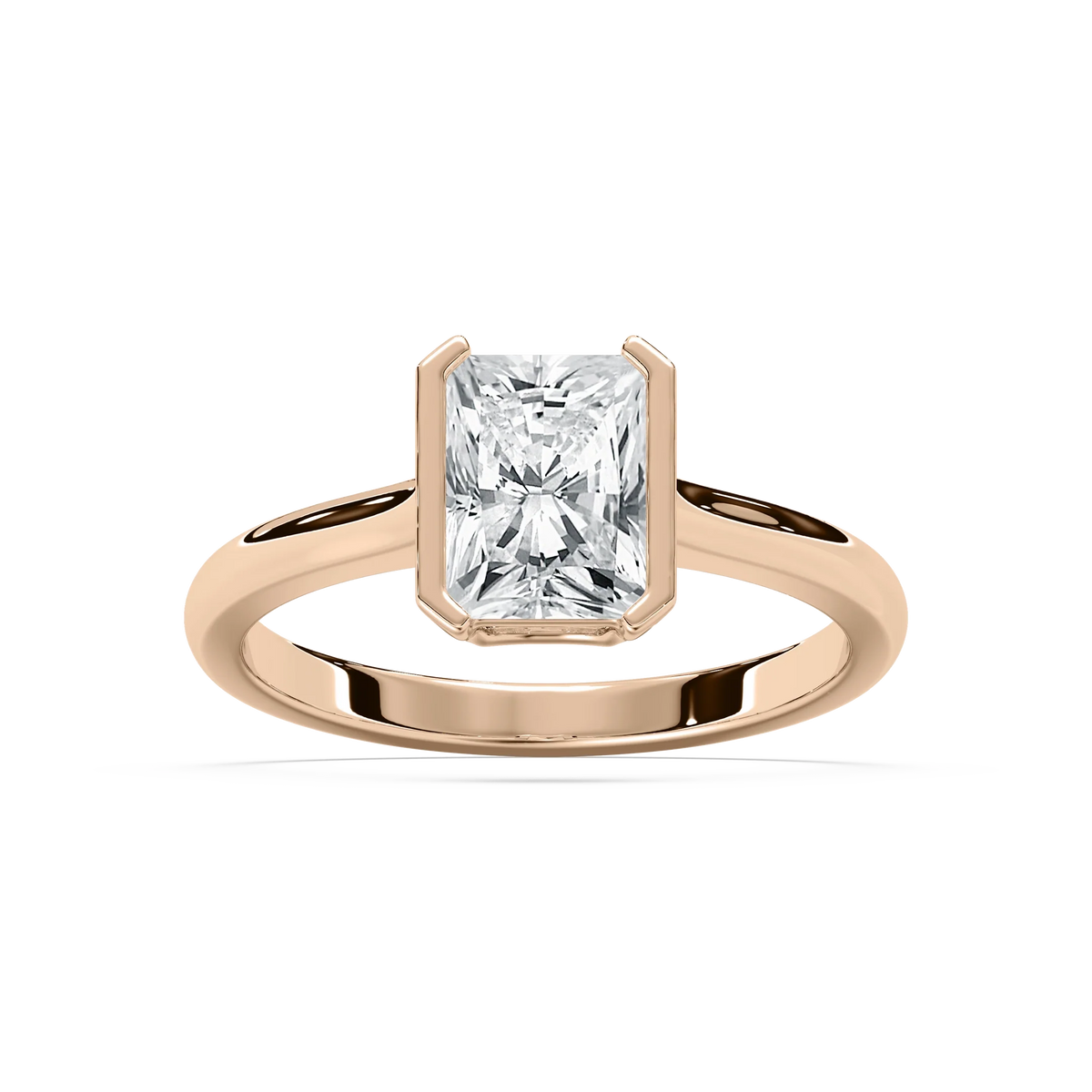 Reyna 2 ctw Radiant LGD Semi Bezel Solitaire Engagement Ring - 14K Rose Gold / F-VS2