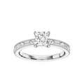 Rhianna Princess LGD Milgrain Channel Hidden Halo Engagement Ring - 14K White Gold / 1 ½ ctw / F-VS2