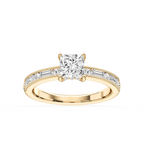 Rhianna Princess LGD Milgrain Channel Hidden Halo Engagement Ring - 18K Yellow Gold / 1 ½ ctw / F-VS2
