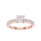 Rhianna Princess LGD Milgrain Channel Hidden Halo Engagement Ring - 14K Rose Gold / 2 ctw / F-VS2