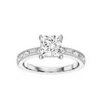 Rhianna Princess LGD Milgrain Channel Hidden Halo Engagement Ring - Platinum / 2 ½ ctw / F-VS2