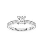 Rhianna Princess LGD Milgrain Channel Hidden Halo Engagement Ring - 14K White Gold / 3 ½ ctw / F-VS2