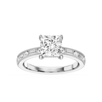Rhianna Princess LGD Milgrain Channel Hidden Halo Engagement Ring - Platinum / 6 ⅝ ctw / F-VS2