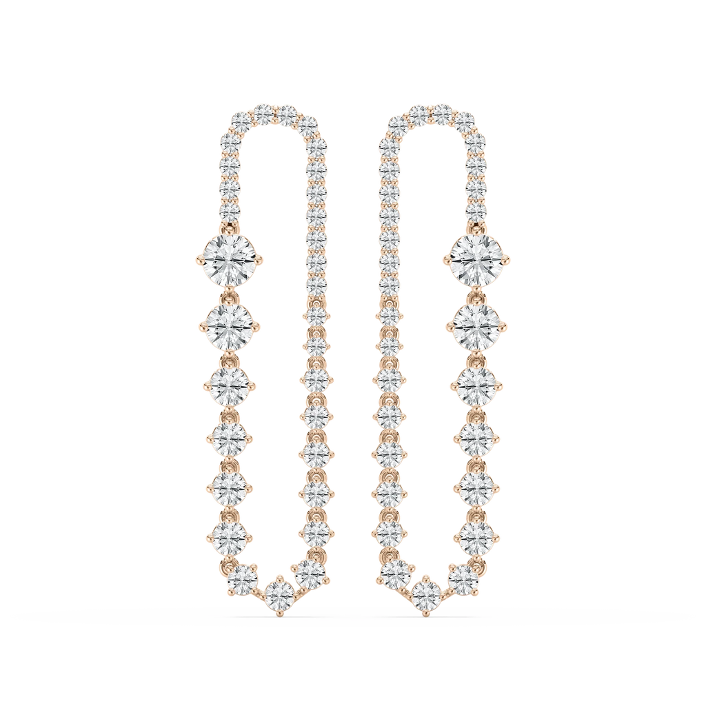 5 ⁷/₈ ctw Round LGD Graduated Drop Earrings - Signature Collection - 14K Rose Gold