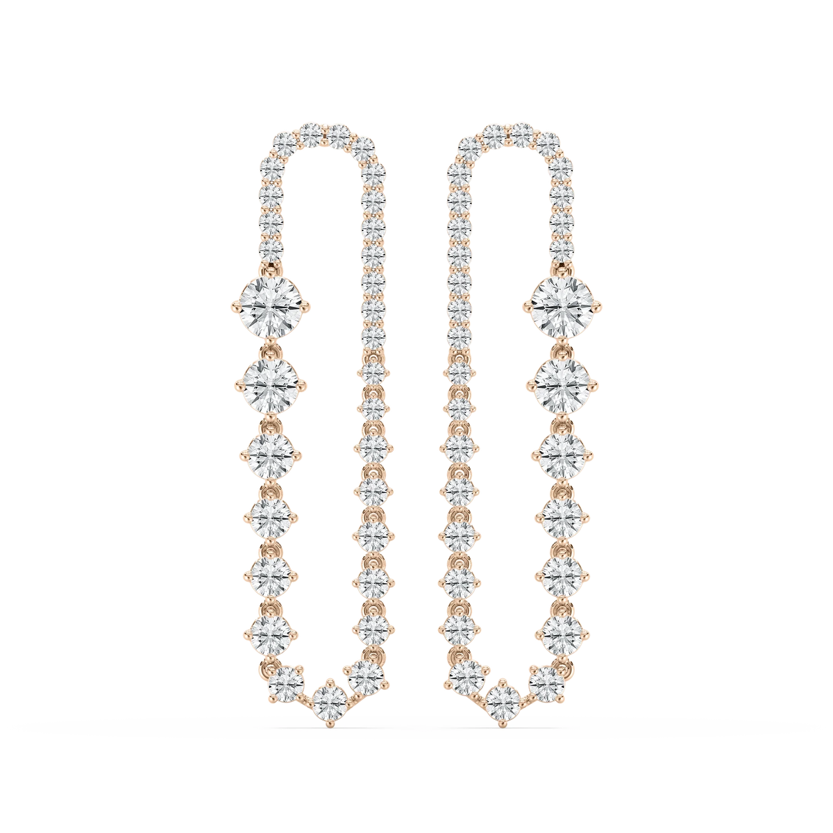 5 ⁷/₈ ctw Round LGD Graduated Drop Earrings - Signature Collection - 14K Rose Gold