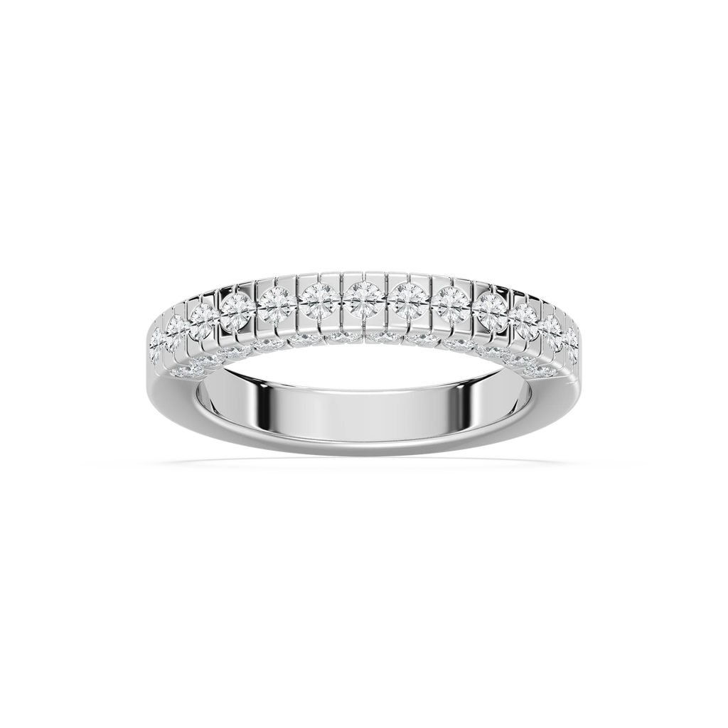 Romania 1 ⅞ ctw Round LGD Burnished Wedding Band - 14K White Gold