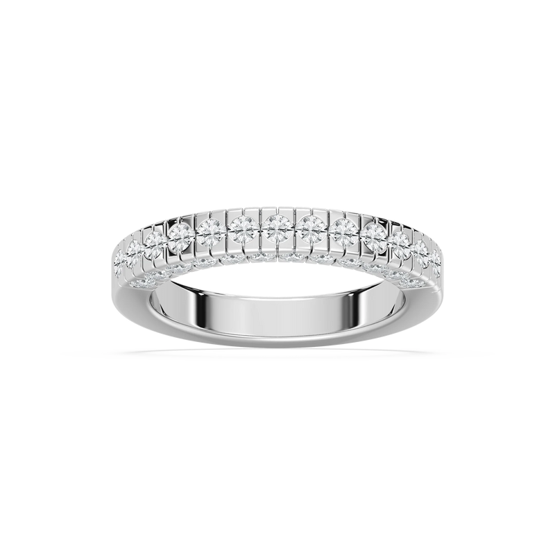 Romania 1 ⅞ ctw Round LGD Burnished Wedding Band - 14K White Gold