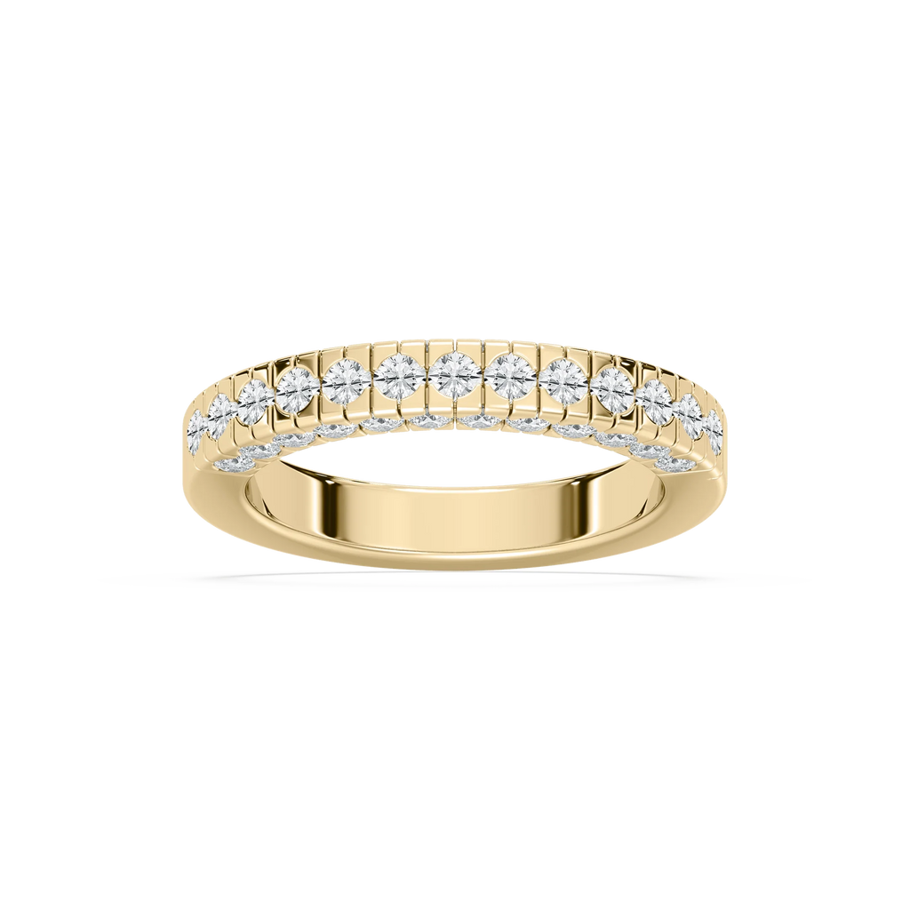 Romania 1 ⅞ ctw Round LGD Burnished Wedding Band - 14K Yellow Gold