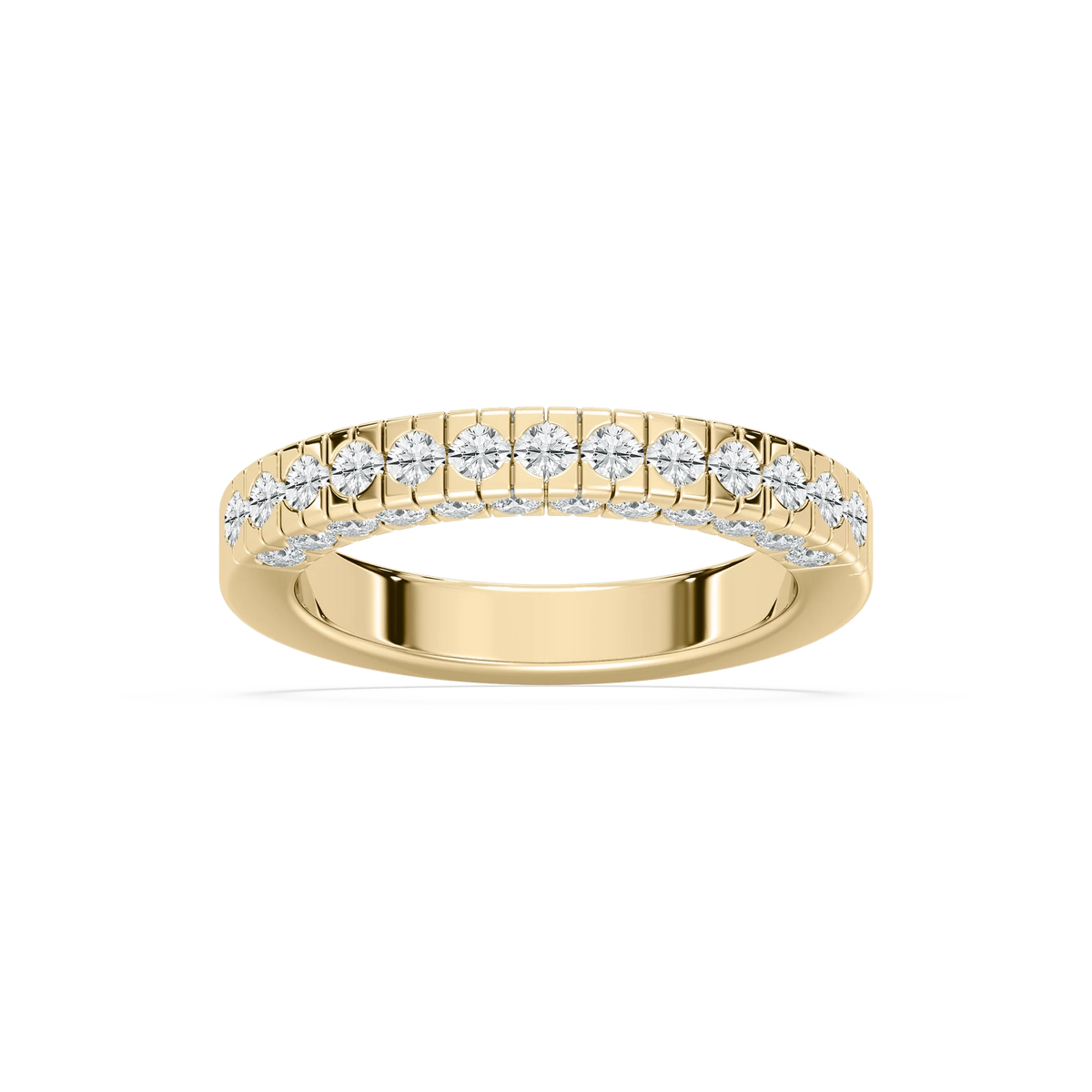 Romania 1 ⅞ ctw Round LGD Burnished Wedding Band - 14K Yellow Gold