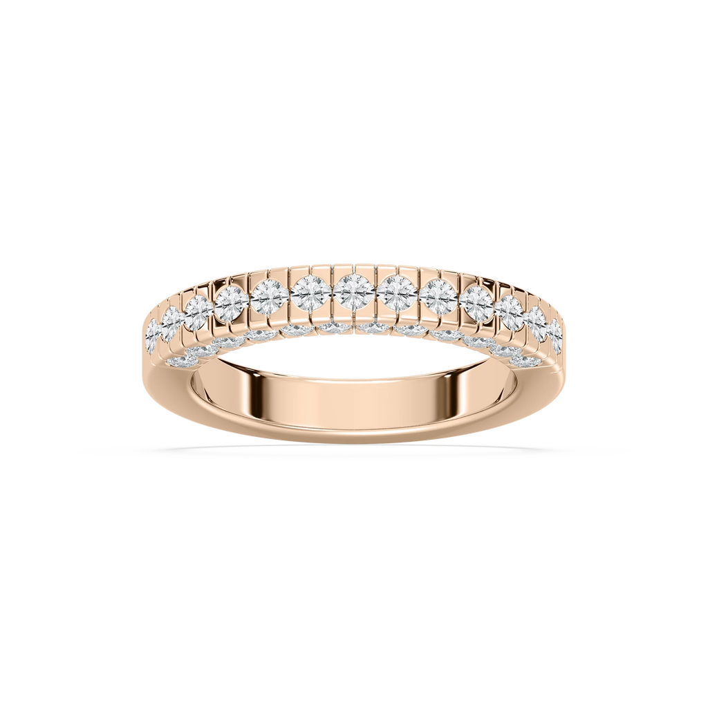Romania 1 ⅞ ctw Round LGD Burnished Wedding Band - 14K Rose Gold