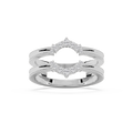 Rosalina 1/6 ctw Round LGD Milgrain Enhancer Curved Band - 14K White Gold
