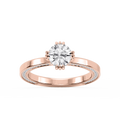 Rose Round LGD Triple Claw Prong Side Stone Engagement Ring - 14K White Gold / 1 ct / F-VS2