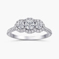 Sasha 2 ctw Round LGD Halo Three Stone Engagement Ring - 14K White Gold / F-VS2