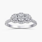 Sasha 2 ctw Round LGD Halo Three Stone Engagement Ring - 14K White Gold / F-VS2