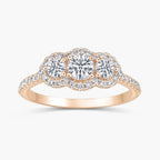 Sasha 2 ctw Round LGD Halo Three Stone Engagement Ring - 14K Rose Gold / F-VS2