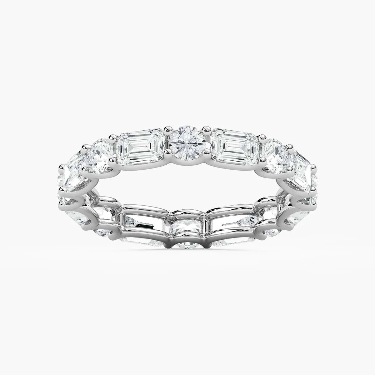 Amari Emerald and Round LGD U Prong Set Eternity Band - Platinum / 4 ctw / F-VS2