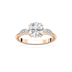Mirha Round LGD with Marquise Sides Three Stone Engagement Ring - 18K Rose Gold / 2.0ctw