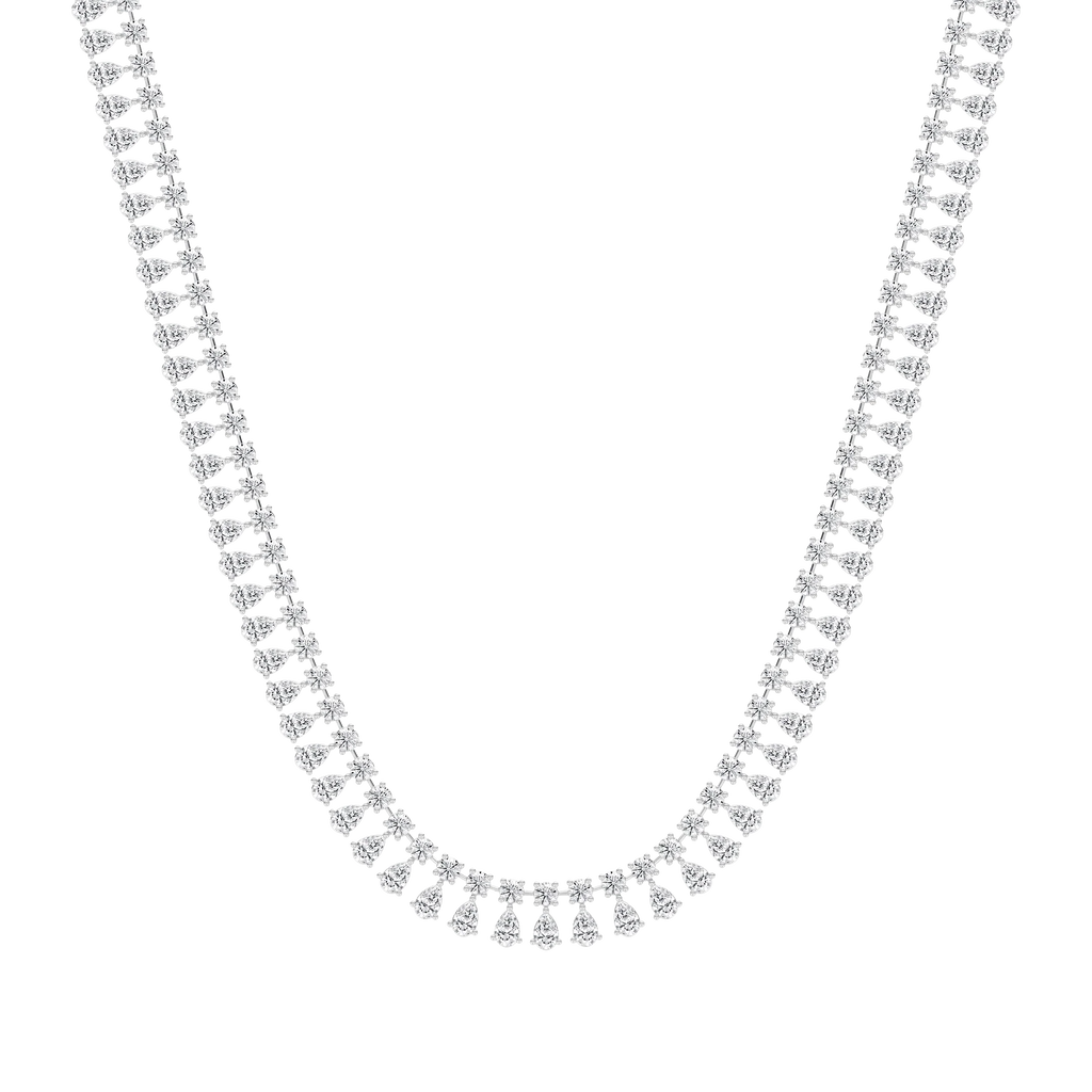 40 ctw Round and Pear LGD Tennis Necklace - 18 Inches - Signature Collection