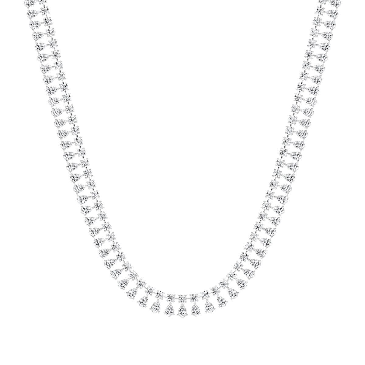 40 ctw Round and Pear LGD Tennis Necklace - 18 Inches - Signature Collection