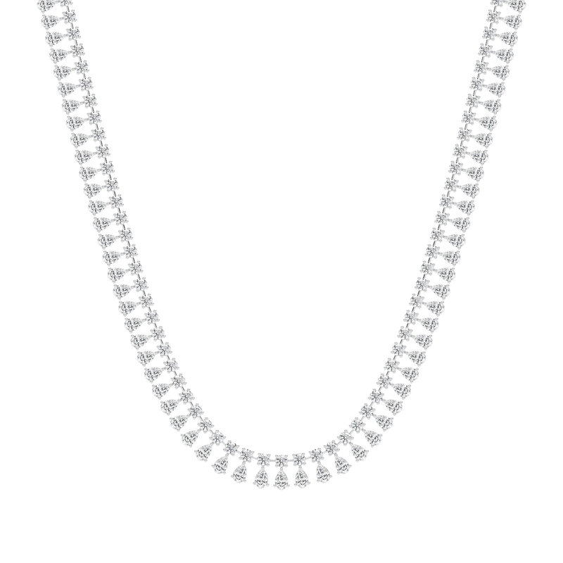 40 ctw Round and Pear LGD Tennis Necklace - 18 Inches - Signature Collection
