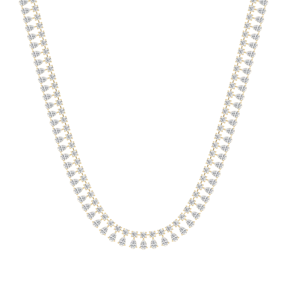 40 ctw Round and Pear LGD Tennis Necklace - 18 Inches - Signature Collection