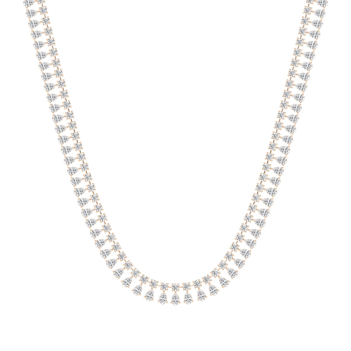 40 ctw Round and Pear LGD Tennis Necklace - 18 Inches - Signature Collection