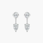 1 ctw LGD Round Studs and Pear Earring Jacket Set - 14K White Gold / F-VS2