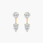 1 ctw LGD Round Studs and Pear Earring Jacket Set - 14K Yellow Gold / F-VS2