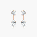 1 ctw LGD Round Studs and Pear Earring Jacket Set - 14K Rose Gold / F-VS2