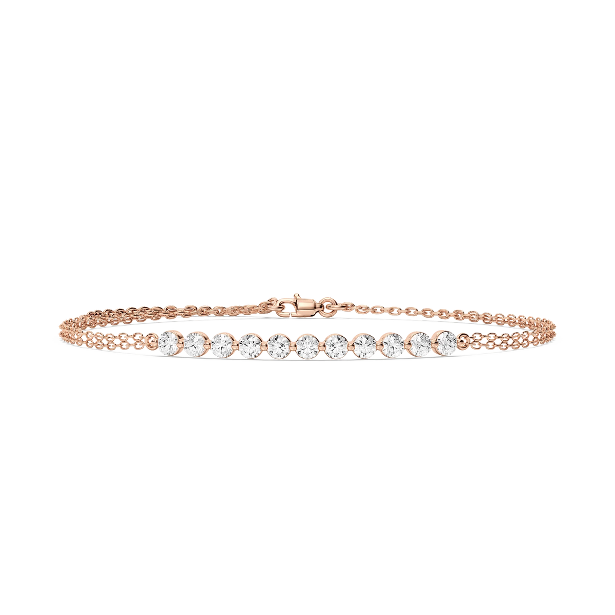 1 ctw Round LGD Eleven Stone Chain Bracelet  - 7 Inches