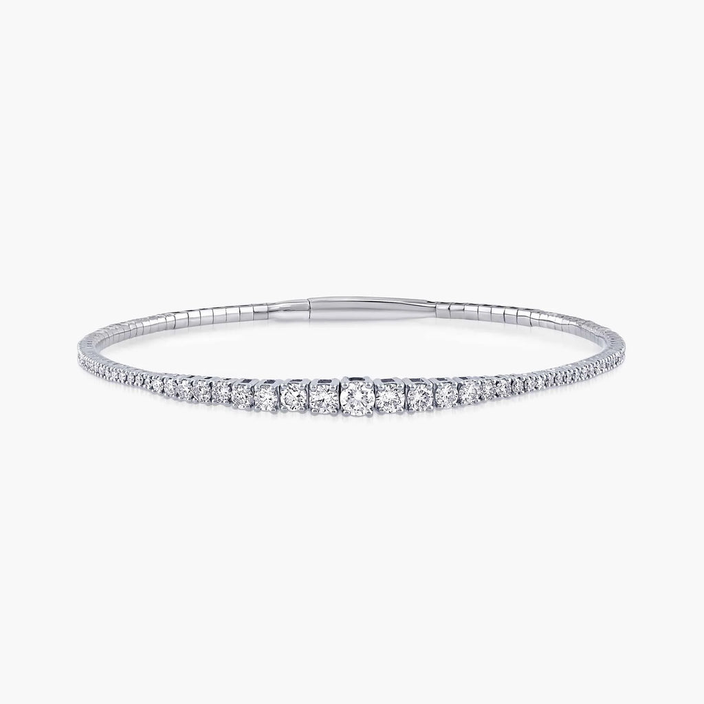 2 ctw Round LGD Graduated Flexible Bangle Bracelet  - 7 Inches