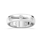 Riley 1 ⅙ ctw Round LGD 6.20mm Burnished Milgrain Mens Wedding Band - 14K White Gold