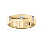 Riley 1 ⅙ ctw Round LGD 6.20mm Burnished Milgrain Mens Wedding Band - 14K Yellow Gold
