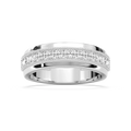 Andy 3/4 ctw Round LGD 4.35mm Milgrain Channel Mens Wedding Band - 14K White Gold