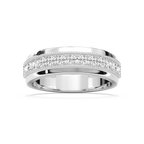 Andy 3/4 ctw Round LGD 4.35mm Milgrain Channel Mens Wedding Band - 14K White Gold