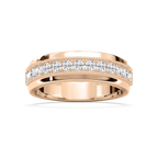 Andy 3/4 ctw Round LGD 4.35mm Milgrain Channel Mens Wedding Band - 14K Rose Gold