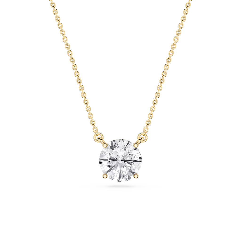 Round LGD 4 Prong Solitaire Pendant - 16 to 18 Inches
