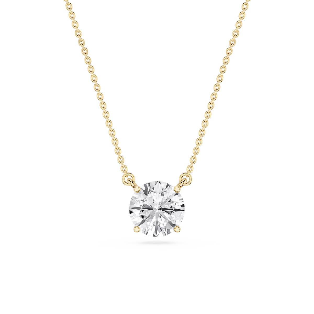 Round LGD 4 Prong Solitaire Pendant - 16 to 18 Inches